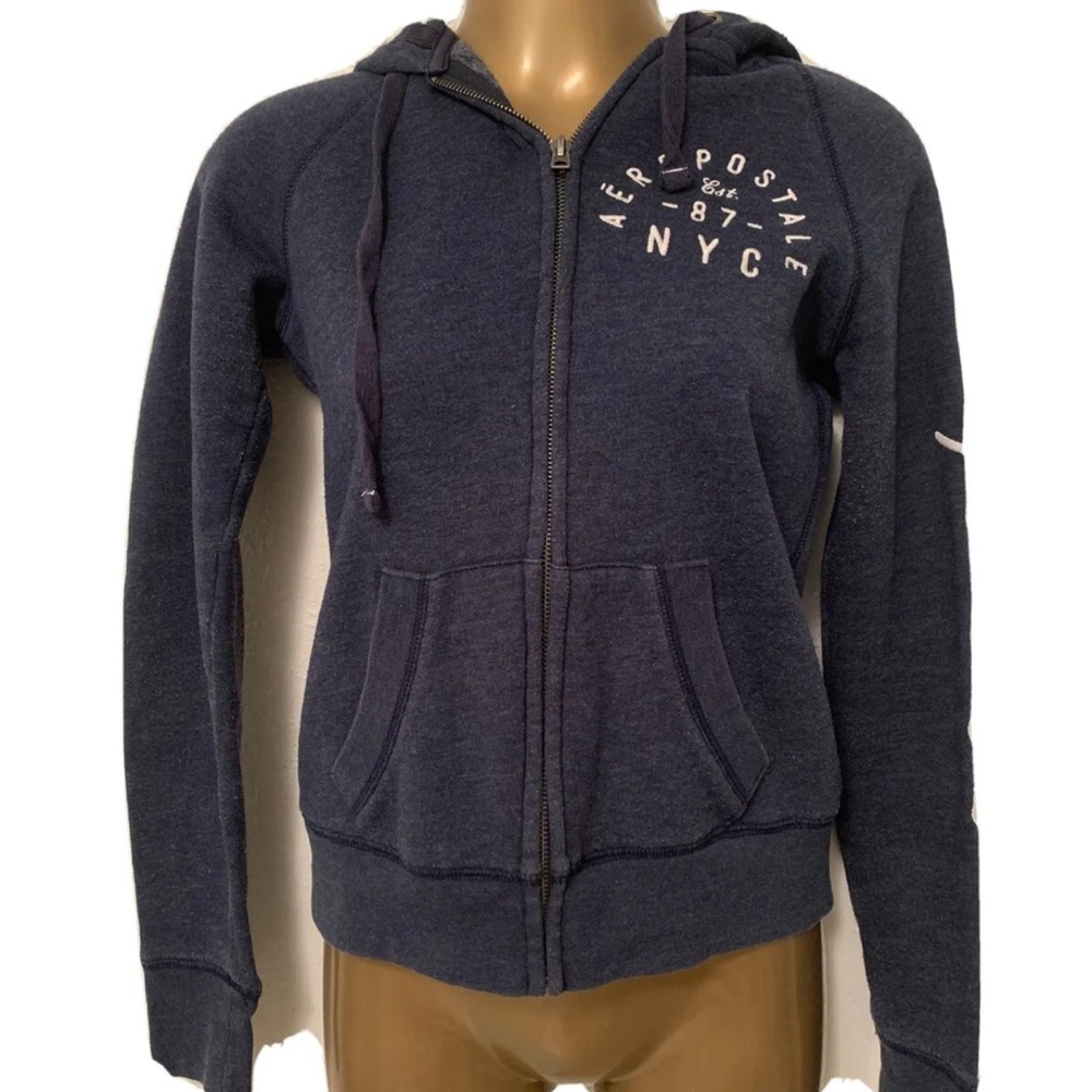AEROPOSTALE Navy Blue Zip Up Lined Hoodie jacket Women's Size XS